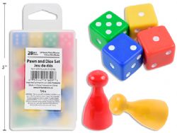 JEU DE PIONS ET DÉS COULEURS ASSORTIES